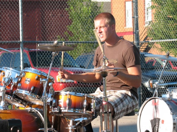 McLain Schaefer playing the drum set