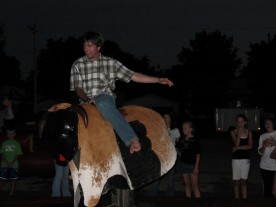 Josh Shaffer riding a mechanical bull