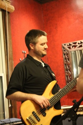 Eric Bright on the bass guitar